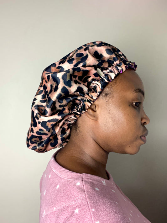 Satin Bonnet Leopard print