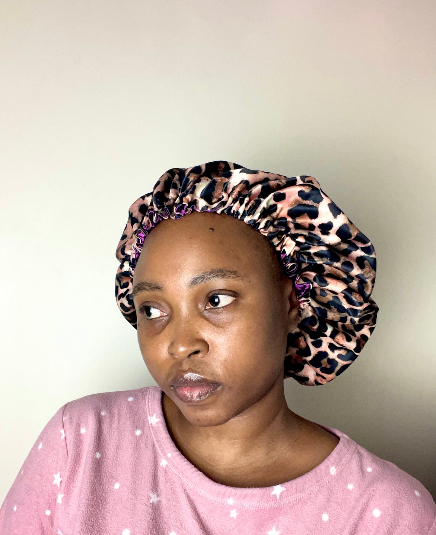 Satin Bonnet Leopard print